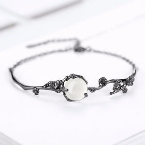 Moonstone Plum Flower Bracelet 925 Sterling Silver Thornbush Branch