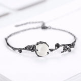Moonstone Plum Flower Bracelet 925 Sterling Silver Thornbush Branch