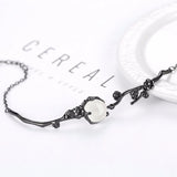 Moonstone Plum Flower Bracelet 925 Sterling Silver Link Chain Armband Women
