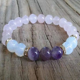 Moonstone Rose Quartz Stone Bead Stretch Bracelet Women Gift