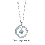 Moonstone Round Bead Feather Charm Pendant Necklace 925 Sterling Silver