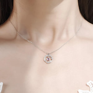 Moonstone Round Bead Feather Charm Pendant Necklace 925 Sterling Silver