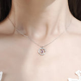 Moonstone Round Bead Feather Charm Pendant Necklace 925 Sterling Silver