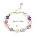 Moonstone Rutilated Quartz Strawberry Crystal Amethyst Aquamarine Bracelet