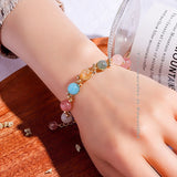 Moonstone Rutilated Quartz Strawberry Crystal Bracelet