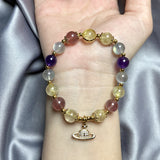 Moonstone Rutilated Quartz Crystal Bracelet 14K Plated Jewelry