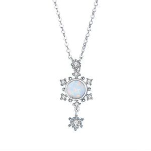 Moonstone Snowflake Pendant Necklace 925 Sterling Silver Women's Jewelry Gift