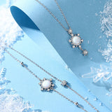 Moonstone Snowflake Pendant Necklace 925 Sterling Silver Women's Jewelry Gift