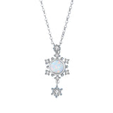 Moonstone Snowflake Pendant Necklace 925 Sterling Silver Women's Jewelry Gift