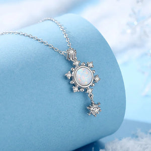 Moonstone Snowflake Pendant Necklace 925 Sterling Silver Women's Jewelry Gift
