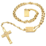 Moorvan 4mm Men Rosary Bead Necklace Stainless Steel, Women Cross Jewelry