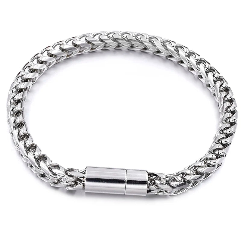 Moorvan Gift Vintage Bracelet for Men, Magnet Clasp, 6MM Wide Chain