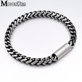 Moorvan Gift Vintage Bracelet for Men, Magnet Clasp, 6MM Wide Chain