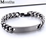 Moorvan Men's Vintage ID Bracelet Stainless Steel Hiphop Chain
