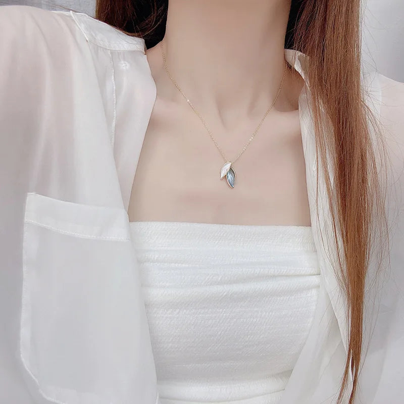 Morandi Ins Leaf Necklace Pendant Bridal Accessories Party Wear Romantic Jewelry
