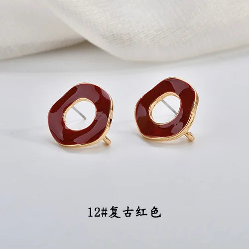 Morandi Retro Hollow Round Earrings DIY Jewelry Accessories