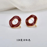 Morandi Retro Hollow Round Earrings DIY Jewelry Accessories