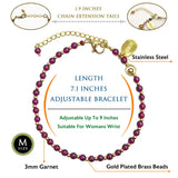 Purple Garnet Crystal Gemstone Adjustable Bracelet 3mm