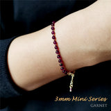 Purple Garnet Crystal Gemstone Adjustable Bracelet 3mm