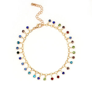 Colorful Rhinestone Leg Chains Anklet Bracelet for Beach Women