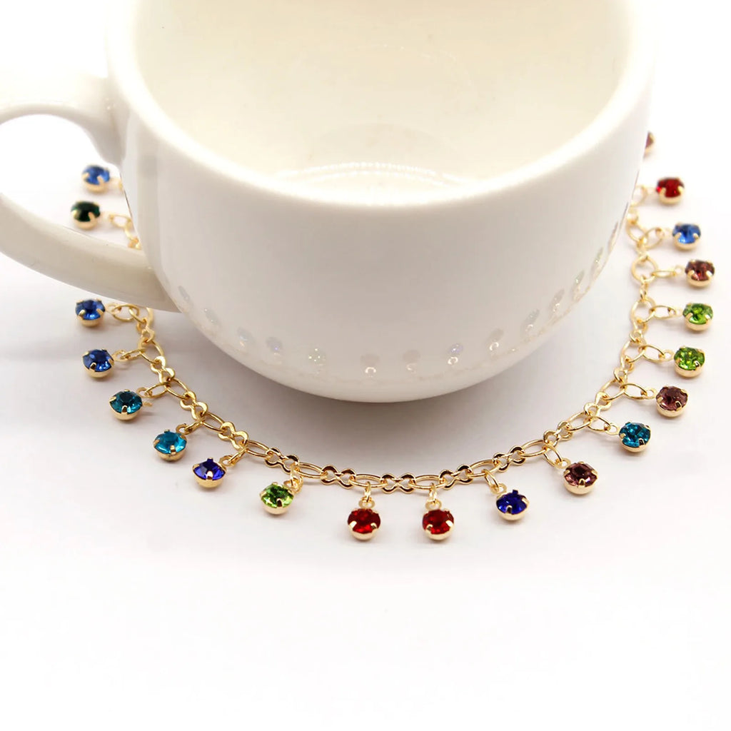 Colorful Rhinestone Leg Chains Anklet Bracelet for Beach Women