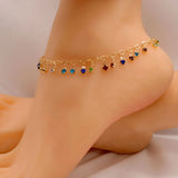 Colorful Rhinestone Leg Chains Anklet Bracelet for Beach Women