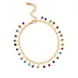 Colorful Rhinestone Leg Chains Anklet Bracelet for Beach Women