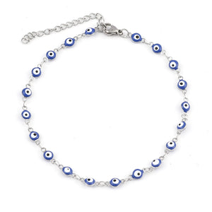 Colorful Stainless Steel Evil Eye Anklet Foot Jewelry for Beach Women