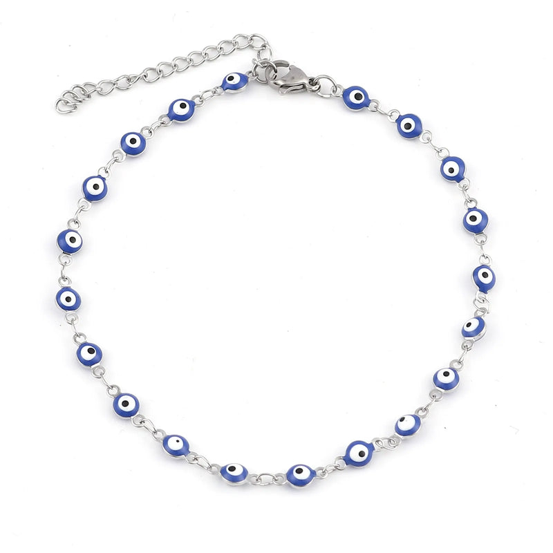 Colorful Stainless Steel Evil Eye Anklet Foot Jewelry for Beach Women