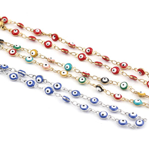 Colorful Stainless Steel Evil Eye Anklet Foot Jewelry for Beach Women