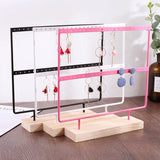2-Layer Wood Earrings Organizer Jewelry Holder
