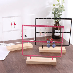 2-Layer Wood Earrings Organizer Jewelry Holder