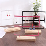2-Layer Wood Earrings Organizer Jewelry Holder
