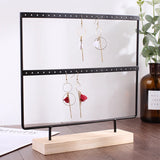 2-Layer Wood Earrings Organizer Jewelry Holder