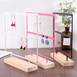 2-Layer Wood Earrings Organizer Jewelry Holder