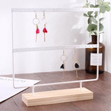 2-Layer Wood Earrings Organizer Jewelry Holder