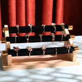 3-Tier Wooden Jewelry Display Stand Ring Holder Organizer