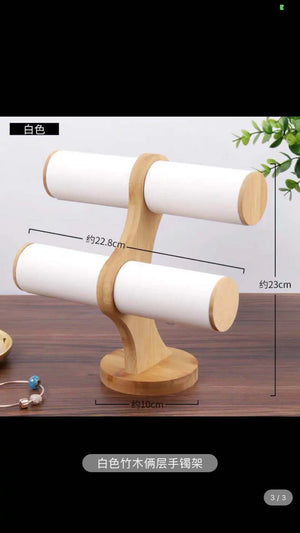 Mordoa Vintage Bamboo Wood Bracelet Display Stand