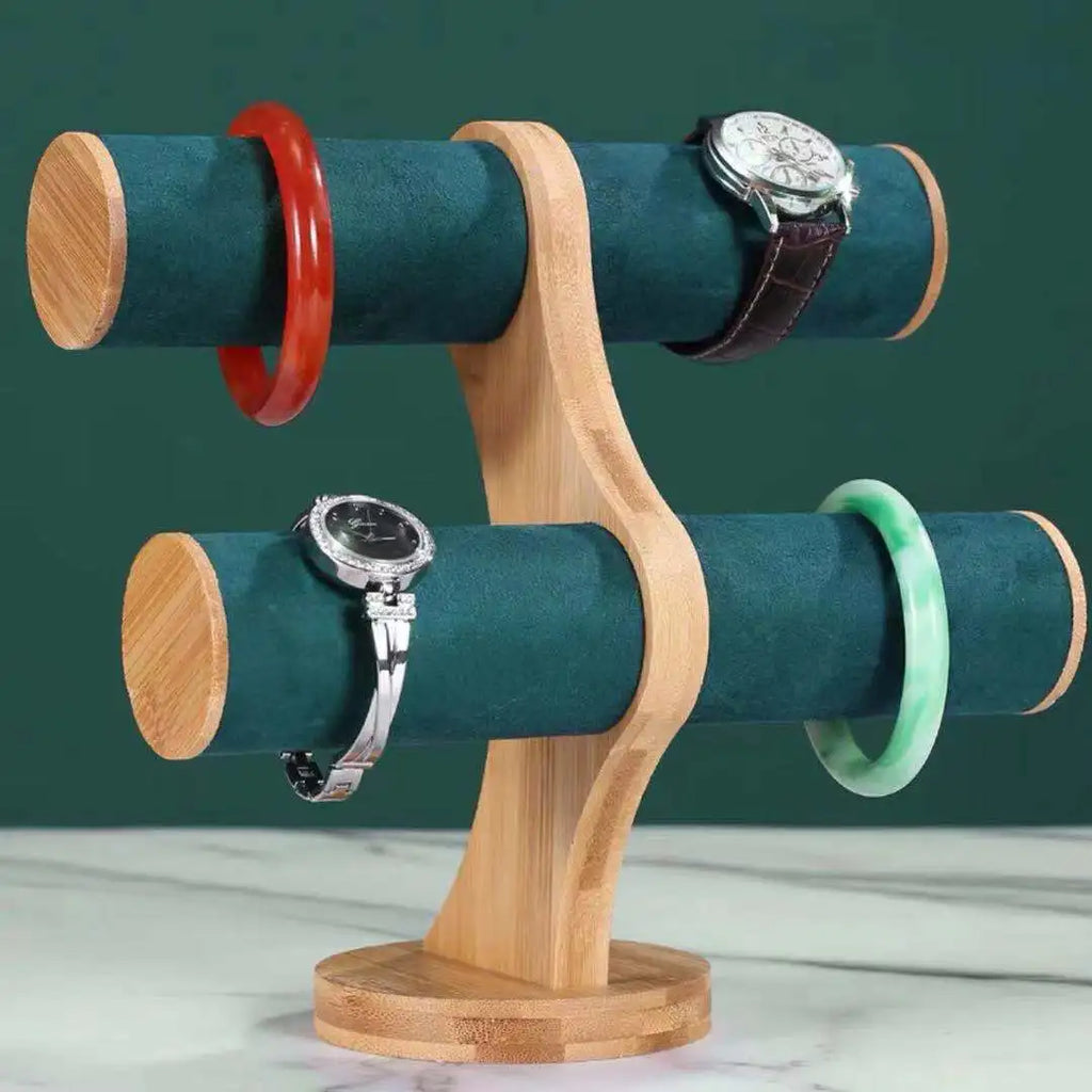 Mordoa Vintage Bamboo Wood Bracelet Display Stand