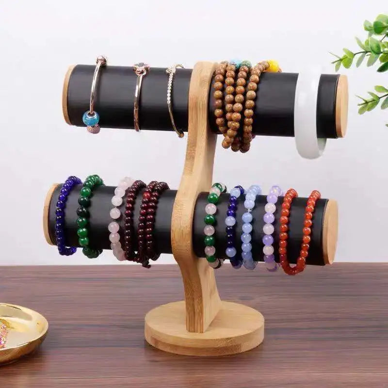 Mordoa Vintage Bamboo Wood Bracelet Display Stand