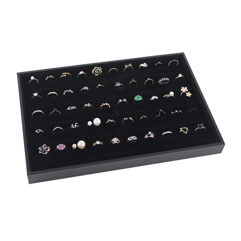 Velvet Jewelry Tray Rings Box Earrings Necklaces Storage