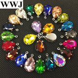 Teardrop Fancy Stones With Loop Claw Settings Glass Crystal Pendants