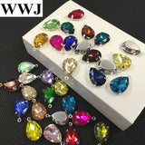 Teardrop Fancy Stones With Loop Claw Settings Glass Crystal Pendants