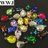 Teardrop Fancy Stones With Loop Claw Settings Glass Crystal Pendants