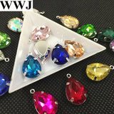 Teardrop Fancy Stones With Loop Claw Settings Glass Crystal Pendants