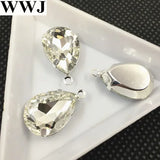 Teardrop Fancy Stones With Loop Claw Settings Glass Crystal Pendants