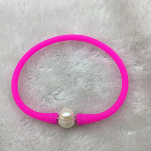 Fresh Water Pearl Silicone Rubber Band Bracelet Women Girl Charm Bracelet