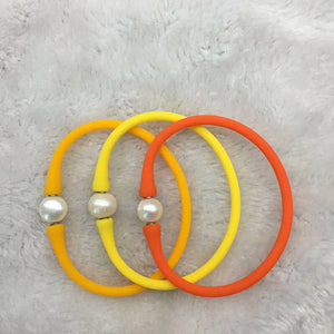 Fresh Water Pearl Silicone Rubber Band Bracelet Women Girl Charm Bracelet