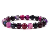 10mm Natural Stripe Stone Multicolor Beads Bracelet