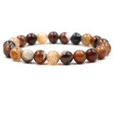 10mm Natural Stripe Stone Multicolor Beads Bracelet